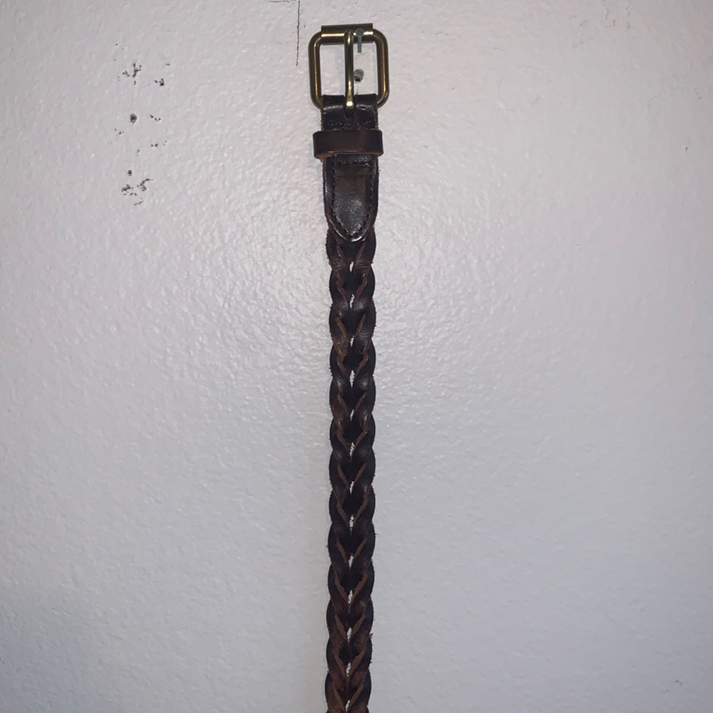 Brown leather braided belt